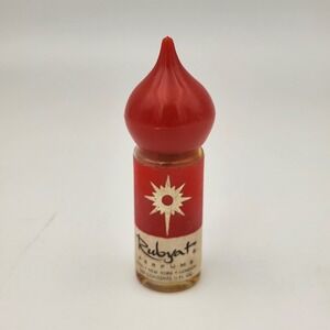 Vintage Rubyat Perfume 1/8 Fl Oz Miniature Glass Bottle Red Onion Dome Cap Star